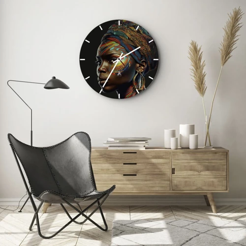 Horloge murale - Pendule murale - reine africaine - 30x30 cm