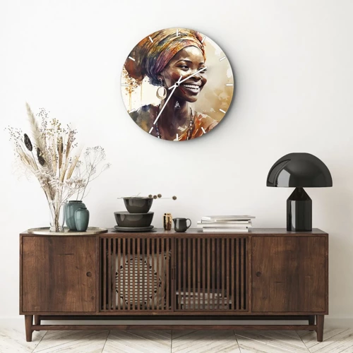 Horloge murale - Pendule murale - reine africaine - 30x30 cm
