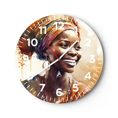 Horloge murale - Pendule murale - reine africaine - 40x40 cm