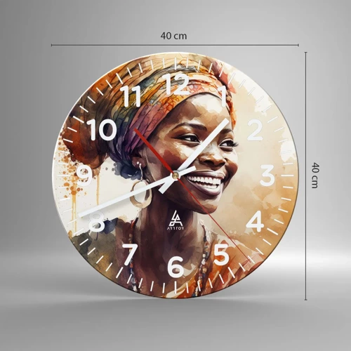 Horloge murale - Pendule murale - reine africaine - 40x40 cm