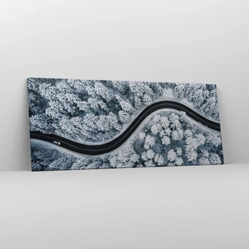 Impression sur toile - Image sur toile - À travers une forêt d'hiver - 120x50 cm