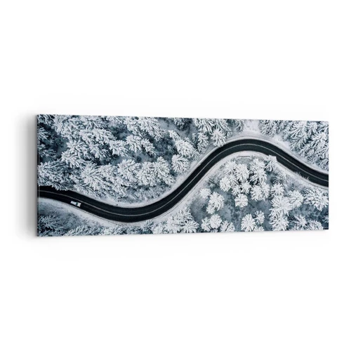 Impression sur toile - Image sur toile - À travers une forêt d'hiver - 140x50 cm