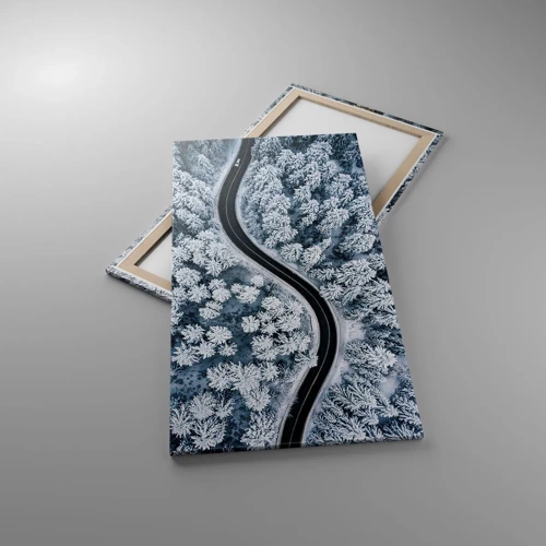 Impression sur toile - Image sur toile - À travers une forêt d'hiver - 65x120 cm