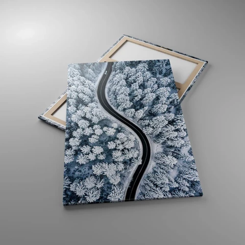 Impression sur toile - Image sur toile - À travers une forêt d'hiver - 80x120 cm