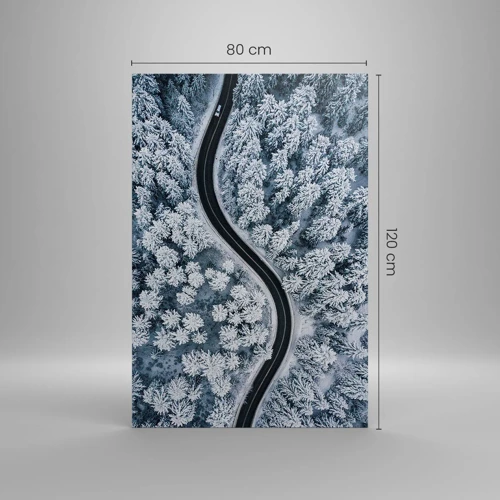 Impression sur toile - Image sur toile - À travers une forêt d'hiver - 80x120 cm