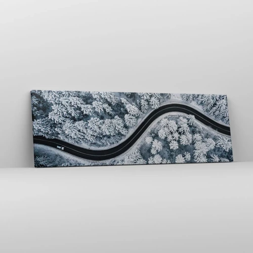 Impression sur toile - Image sur toile - À travers une forêt d'hiver - 90x30 cm