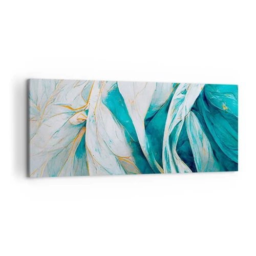 Impression sur toile - Image sur toile - Abstraction bleue avec un motif doré - 120x50 cm