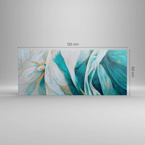 Impression sur toile - Image sur toile - Abstraction bleue avec un motif doré - 120x50 cm