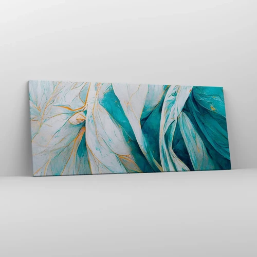 Impression sur toile - Image sur toile - Abstraction bleue avec un motif doré - 120x50 cm