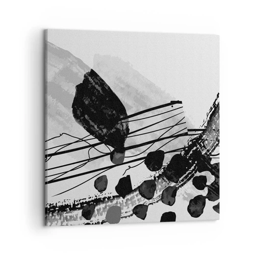 Impression sur toile - Image sur toile - Abstraction organique noir et blanc - 50x50 cm