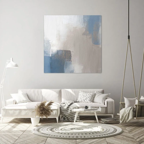 Impression sur toile - Image sur toile - Abstraction rose derrière un rideau de bleu - 40x40 cm