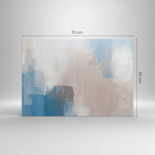 Impression sur toile - Image sur toile - Abstraction rose derrière un rideau de bleu - 70x50 cm