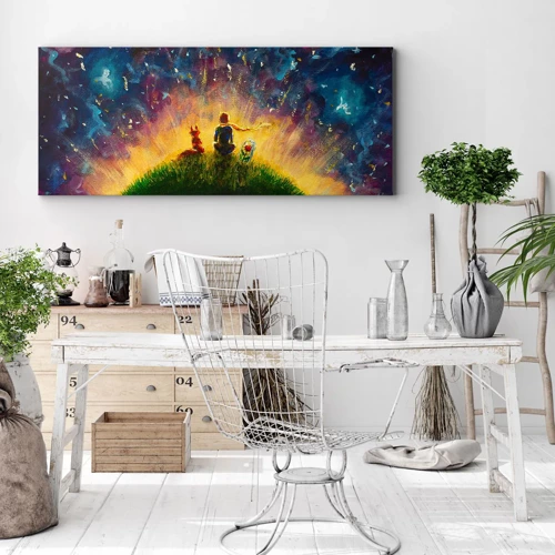 Impression sur toile - Image sur toile - Amour et amitié - le monde entier - 100x40 cm