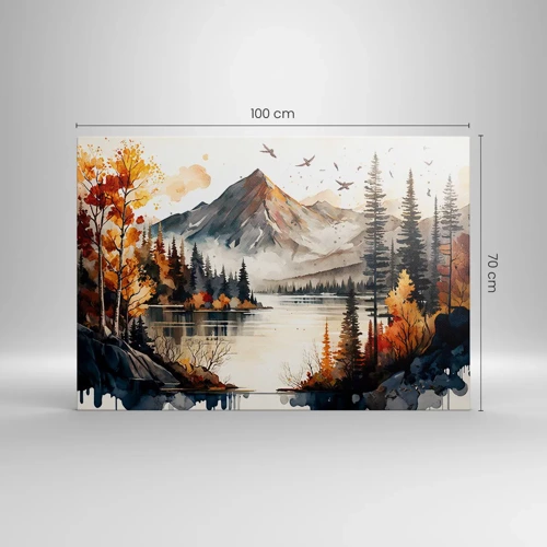 Impression sur toile - Image sur toile - Automne doré dans les montagnes - 100x70 cm