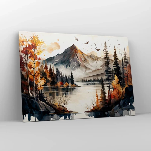 Impression sur toile - Image sur toile - Automne doré dans les montagnes - 100x70 cm