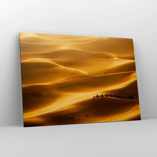 Impression sur toile - Image sur toile - Caravane sur les vagues du désert - 100x70 cm