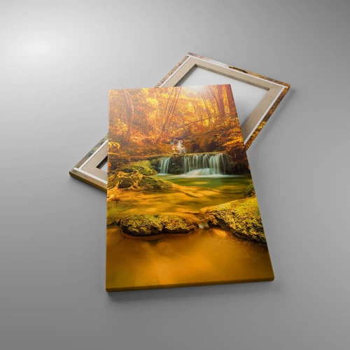 Impression sur toile - Image sur toile - Cascade de forêt en or - 45x80 cm