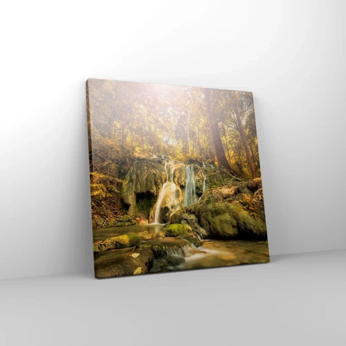 Impression sur toile - Image sur toile - Cascade de forêt en vert - 30x30 cm