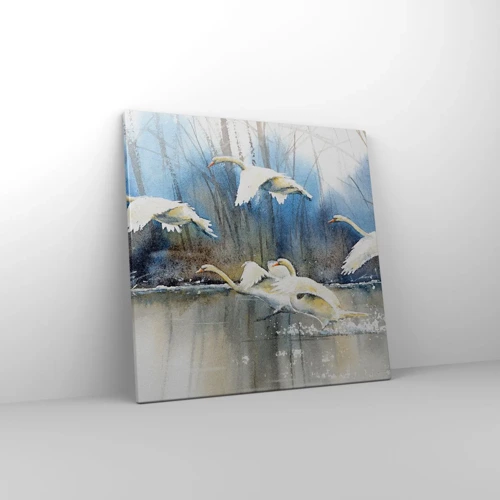 Impression sur toile - Image sur toile - Comme dans un conte de fées sur les cygnes sauvages - 50x50 cm