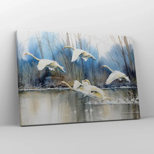 Impression sur toile - Image sur toile - Comme dans un conte de fées sur les cygnes sauvages - 70x50 cm