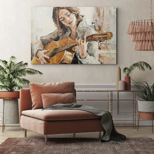 Impression sur toile - Image sur toile - Concerto pour guitare et coeur de fille - 70x50 cm