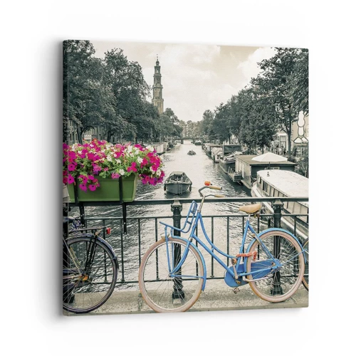 Impression sur toile - Image sur toile - Couleurs de rue d'Amsterdam - 30x30 cm