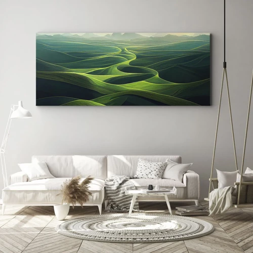 Impression sur toile - Image sur toile - Dans les vallées verdoyantes - 100x40 cm
