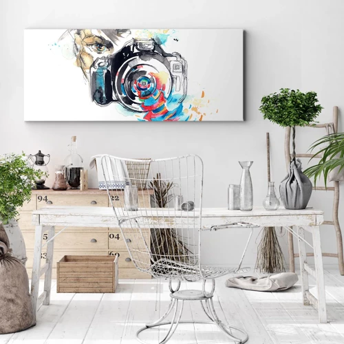 Impression sur toile - Image sur toile - Dans l'oeil de l'objectif - 100x40 cm