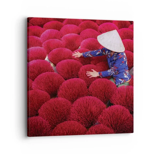 Impression sur toile - Image sur toile - Dans un champ de riz - 30x30 cm