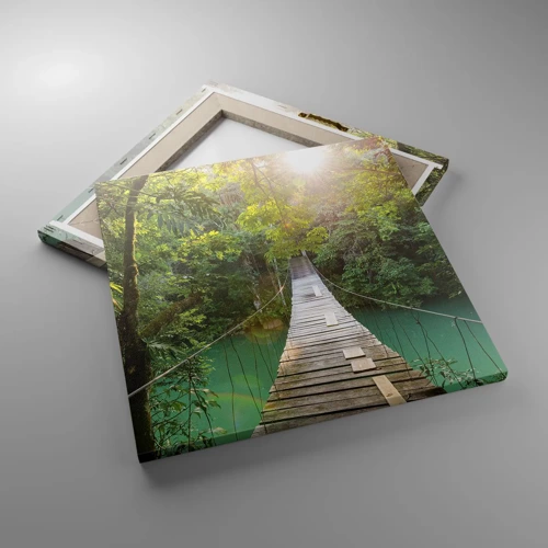 Impression sur toile - Image sur toile - De l'eau azur à la forêt azur - 40x40 cm