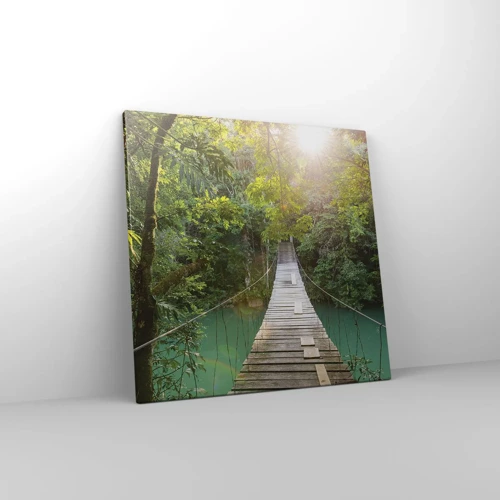 Impression sur toile - Image sur toile - De l'eau azur à la forêt azur - 50x50 cm