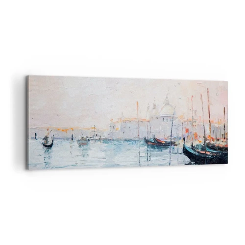 Impression sur toile - Image sur toile - Derrière l'eau, derrière le brouillard - 100x40 cm