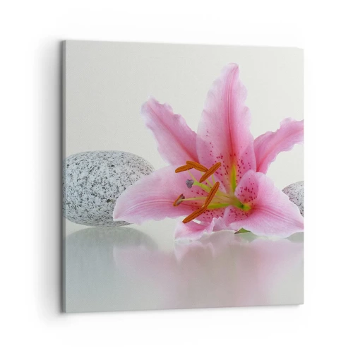 Impression sur toile - Image sur toile - Étude de rose, gris et blanc - 50x50 cm