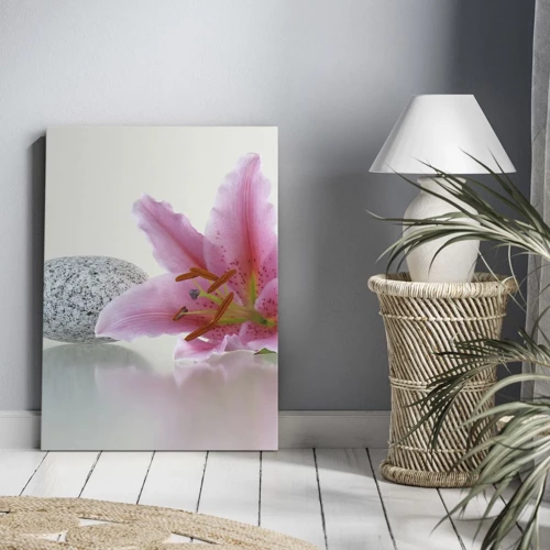 Impression sur toile - Image sur toile - Étude de rose, gris et blanc - 55x100 cm