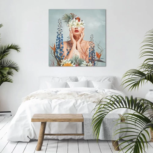 Impression sur toile - Image sur toile - Femme - fleur - 30x30 cm