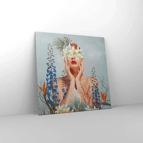Impression sur toile - Image sur toile - Femme - fleur - 70x70 cm