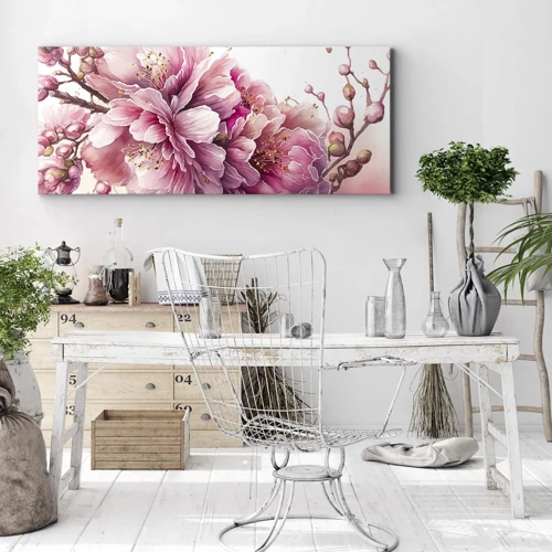 Impression sur toile - Image sur toile - Fleur florissante de cerisier - 100x40 cm