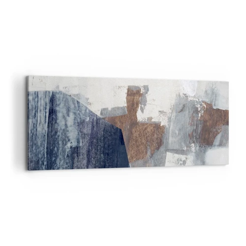 Impression sur toile - Image sur toile - Formes bleues et brunes - 100x40 cm