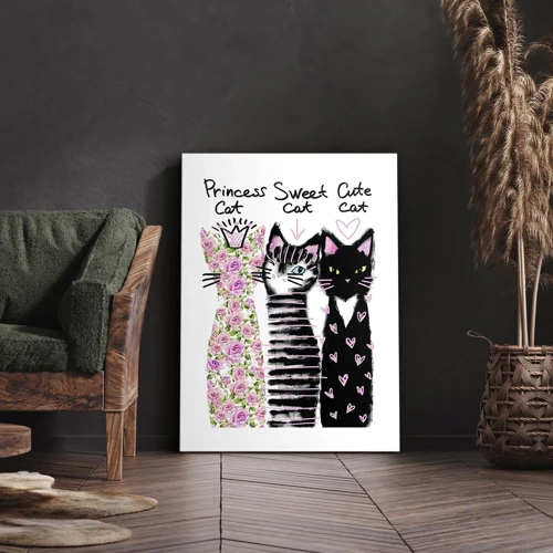 Impression sur toile - Image sur toile - Il y avait trois chats - 50x70 cm