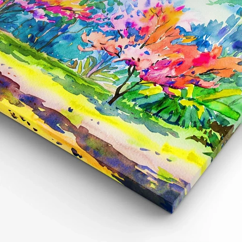 Impression sur toile - Image sur toile - Jardin arc-en-ciel à la lumière du printemps - 100x70 cm