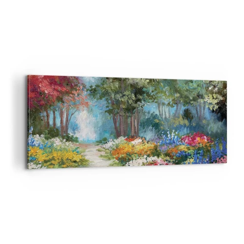 Impression sur toile - Image sur toile - Jardin forestier, forêt de fleurs - 100x40 cm