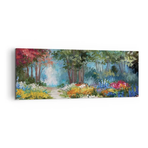 Impression sur toile - Image sur toile - Jardin forestier, forêt de fleurs - 140x50 cm