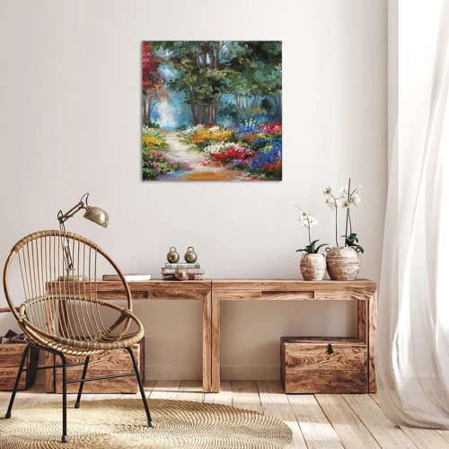 Impression sur toile - Image sur toile - Jardin forestier, forêt de fleurs - 30x30 cm