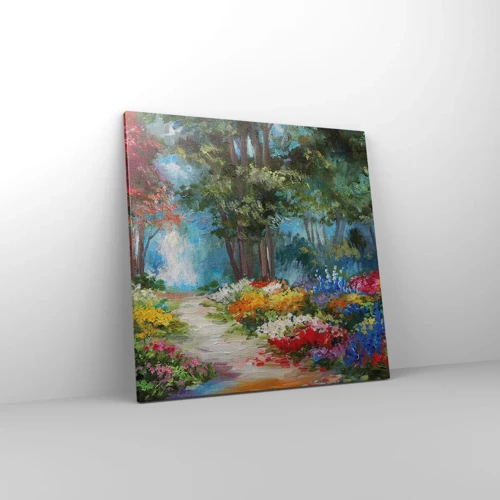Impression sur toile - Image sur toile - Jardin forestier, forêt de fleurs - 60x60 cm