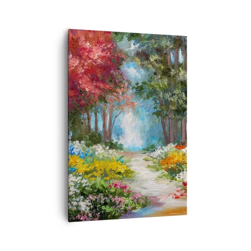 Impression sur toile - Image sur toile - Jardin forestier, forêt de fleurs - 70x100 cm