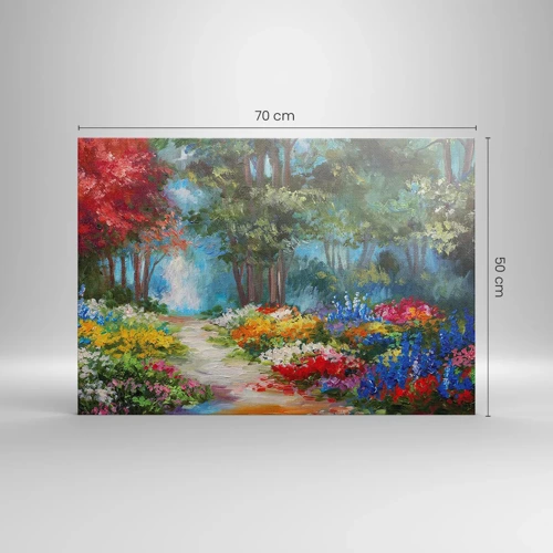 Impression sur toile - Image sur toile - Jardin forestier, forêt de fleurs - 70x50 cm