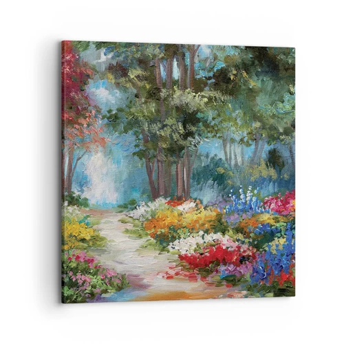 Impression sur toile - Image sur toile - Jardin forestier, forêt de fleurs - 70x70 cm