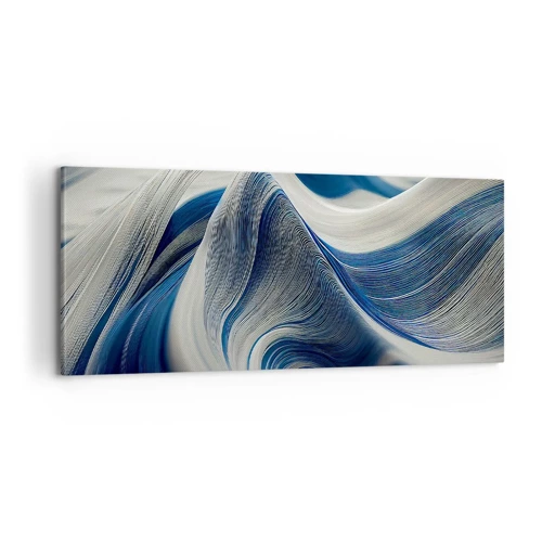 Impression sur toile - Image sur toile - La fluidité du bleu et du blanc - 100x40 cm