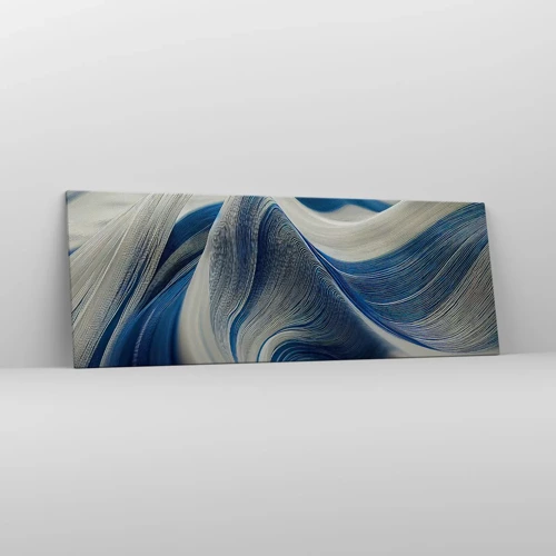 Impression sur toile - Image sur toile - La fluidité du bleu et du blanc - 140x50 cm