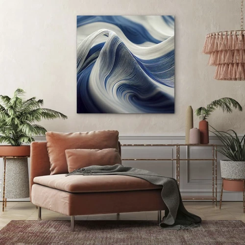 Impression sur toile - Image sur toile - La fluidité du bleu et du blanc - 30x30 cm